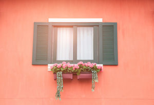 Abstract vintage window with decorated flowers.